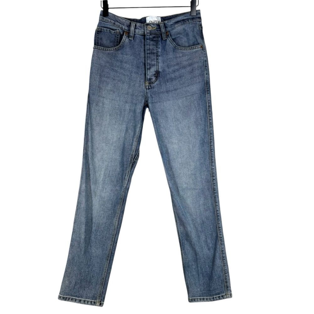 DU/ER Midweight Denim High Rise Straight Button Fly Jeans Vintage Wash Sz 26x29